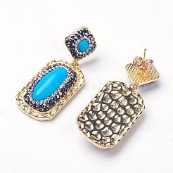 Dyed Synthetic Turquoise Dangle Stud Earrings&nbsp;EJEW-L190-01G