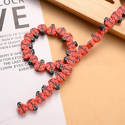 5連の手作りポリマークレイビーズ  てんとう虫  レッド  8~12x7.5~10x4~5mm  穴：1.5~2mm  約38~40個/連  14.17インチ〜15.35インチ（36~39cm）&nbsp;CLAY-SC0001-45B