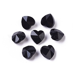透明ガラスビーズ  多面カット  ハート  ブラック  10x10x7mm  穴：1~1.2mm&nbsp;GLAA-K002-07A-10