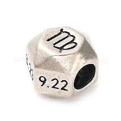 S925 スターリングシルバー ビーズ  ファセットポリゴン  アンティークシルバー  星座  乙女座  7.5x7x6mm  穴：3mm&nbsp;STER-K183-03AS-06