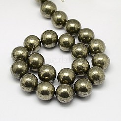 天然石パイライトビーズ連売り  ラウンド  18mm  穴：1.5mm  約21個/連  15インチ&nbsp;G-L031-18mm-01