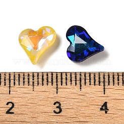 ガラスラインストーンカボション  ポイントバック  多面カット  ハート  ミックスカラー  9x8x3mm&nbsp;GLAA-K069-13A