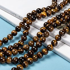 Natural Grade AB Tiger Eye Round Beads Strands&nbsp;X-G-O047-02-10mm