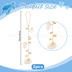 2Pcs Shell & Alloy Pendant Decorations&nbsp;HJEW-PH02270