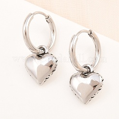 316 Surgical Stainless Heart Hoop Earrings&nbsp;EJEW-C160-17