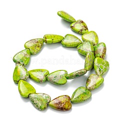 天然のジャスパービーズ連売り  染め  ハート  緑黄  19~20x15~16x5~6mm  穴：1.2mm  約20個/連  13.98''（35.5センチメートル）&nbsp;G-C074-04C