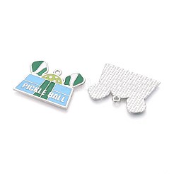 合金スポーツエナメルペンダント  ピックルボールチャーム  プラチナ  23x30x1mm  穴：1.6mm&nbsp;ENAM-T022-71P