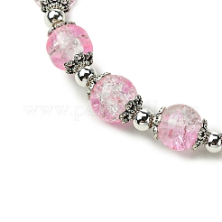丸いクラックルガラスビーズストレッチブレスレット  真鍮パーツ  パールピンク  内径：2-1/4インチ（5.7cm）&nbsp;BJEW-JB11456-02