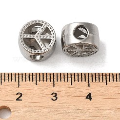 変色しない304ステンレススチール中空ビーズ  フラットラウンド  ステンレス鋼色  11x6.5mm  穴：3.8mm&nbsp;STAS-I203-45P