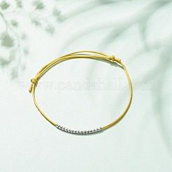 女性のための真鍮のカーブチューブ ビーズ コード ブレスレット  ミックスカラー  内径：1-3/4インチ（4.5cm）〜3-1/4インチ（8.3cm）&nbsp;BJEW-JB08277