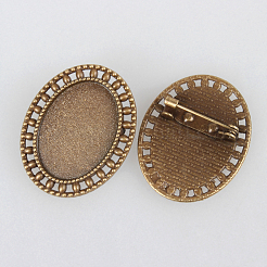 Vintage Alloy Brooch Cabochon Bezel Settings&nbsp;X-PALLOY-N0085-30AB-NF