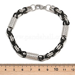 201ステンレススチール製ビザンチンチェーンブレスレット（男性用、女性用）  304ステンレススチール留め具付き  イオンプレーティング（ip）  ミックスカラー  8-5/8インチ（22cm）&nbsp;BJEW-B143-10EBP