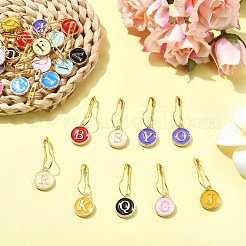 Alloy Enamel Flat Round with Letter A~Z Locking Stitch Marker Sets&nbsp;FIND-CJC0010-113