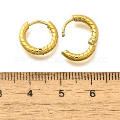 女性用304ステンレスフープピアス  イオンプレーティング（ip）  リング  14KGP本金メッキ  13.5x2.5mm&nbsp;EJEW-M068-11A-G
