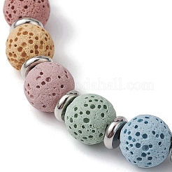 Dyed Natural Lava Rock Round Braided Bead Bracelets&nbsp;BJEW-JB09907