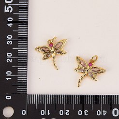 6個真鍮マイクロパヴェクリアキュービックジルコニアペンダント  長持ちメッキ  トンボ  18KGP本金メッキ  17.5x18.5x2.5mm  丸カン：4x0.8ミリ  2.4mm内径&nbsp;ZIRC-SZ0003-65