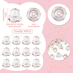 風鈴作り用アクリルビーズキャップ30個  マルチ花弁花  グレー  21~24.5x13mm  穴：2mm&nbsp;TACR-TA0001-69E