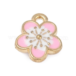 合金エナメルチャーム  花のチャーム  ピンク  12x10x3.5mm  穴：1.5mm&nbsp;X-FIND-Z070-05G-04
