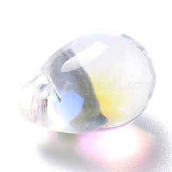 電気メッキガラスチャーム  ティアドロップ  ミックスカラー  14x10mm  穴：1.2mm&nbsp;X-GLAA-P049-C