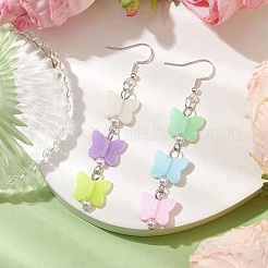 アクリルダングルピアス  304ステンレススチールピアスフック付き  蝶  ステンレス鋼色  70x14mm&nbsp;EJEW-JE05751-02