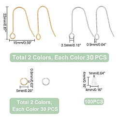 60Pcs 2 Color 316 Stainless Steel Earring Hooks&nbsp;STAS-UN0051-26