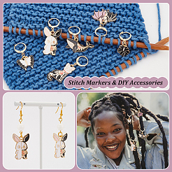 Alloy Enamel with Rhinestone Pendant Stitch Markers&nbsp;HJEW-AB00236