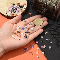 ハロウィーンテーマプリント不透明樹脂カボション100個  混合図形  ミックスカラー  4~13x7~12x3~4.5mm&nbsp;CRES-YW0002-57