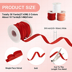 30 Yards 3 Colors Single Face Velvet Ribbon&nbsp;SRIB-TA0001-33A