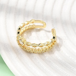 Brass Micro Pave Cubic Zirconia Cuff Open Rings for Women&nbsp;CU-CBAE7DF-42G