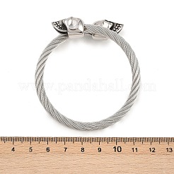 304ステンレススチール製バングル メンズ レディース  スカル  内径：2-1/8インチ（5.25cm）&nbsp;BJEW-H631-05C-AS