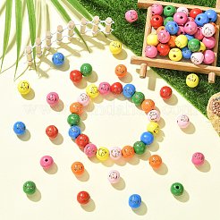 Engraving Wood Beads&nbsp;WOOD-CJZ0001-02