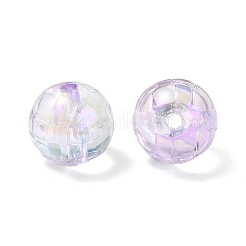 テクスチャード UV メッキ レインボー虹色透明アクリル ビーズ  ラウンド  スミレ  15.5mm  穴：2.6mm&nbsp;OACR-C007-09A