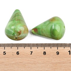 不透明アクリル天然石風ビーズ  ティアドロップ  ツートン  ライムグリーン  26x17.5mm  穴：2mm  約140個/500g&nbsp;OACR-G064-14B