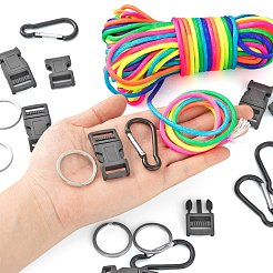 DIYナイロンコードブレスレット  ひも  犬用首輪作成キット  ナイロンコードを含む  アルミカラビナ  鉄製のスプリットキーリングとプラスチック製のバックル  ミックスカラー  ナイロンコード: 20 メートル/セット&nbsp;DIY-LS0003-88