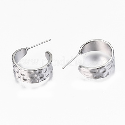 真鍮ハーフフープピアス  スタッドピアス  ハンマー  ニッケルフリー  プラチナメッキ  20~23x18x8mm  ピン：0.7mm&nbsp;KK-R117-042P-NF