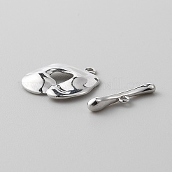 真鍮製マンテル  ジュエリー製作用の不規則なoクラスプ  プラチナ  バー：4x19x2mm  穴：1.2mm  ○クラスプ：19x15x2mm  穴：2mm&nbsp;LS-KK-WH0004-11P