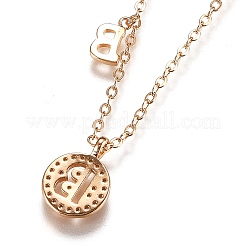Brass Micro Pave Clear Cubic Zirconia Double Letter Pendant Necklaces&nbsp;NJEW-Z010-02