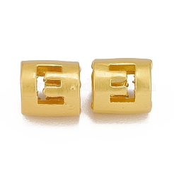 合金中空ペンダントビーズ  手紙付きバレル  マットゴールドカラー  文字.e  6.5x5mm  穴：3.5mm&nbsp;PALLOY-P242-01MG-E