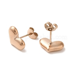 Ion Plating(IP) 304 Stainless Steel Heart Stud Earrings&nbsp;EJEW-C099-12RG