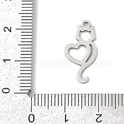 ステンレスペンダント201個  猫の形のチャーム  ステンレス鋼色  20x10x1mm  穴：1.4mm&nbsp;STAS-F316-22P-07