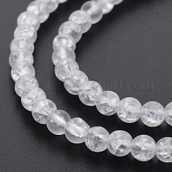 クラックガラスビーズ連売り  艶消し  ラウンド  透明  4mm  穴：0.8mm  約98~100個/連  15.35インチ（39cm）&nbsp;GLAA-S192-D-006A