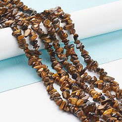 天然タイガーアイチップ連売りビーズ  5~8mm  穴：0.3mm  32インチ&nbsp;F012-2