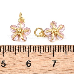 真鍮の舗装キュービックジルコニアチャーム  花のチャーム  18KGP本金メッキ  ミスティローズ  10.5x9x4.5mm  穴：2.3mm&nbsp;KK-Q085-14G-02