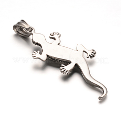 ヤモリ 304 ステンレス ラインストーン ビッグペンダント  アンティークシルバー  55x21x5mm  穴：8.5x5mm&nbsp;STAS-M222-12AS