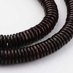 天然のココナッツビーズ連売り  染色されていない  フラットラウンド  ココナッツブラウン  8x2mm  穴：1mm  約330個/連  26.7~27インチ&nbsp;BSHE-P021-23-8mm