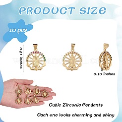 10Pcs Rack Plating Brass Micro Pave Cubic Zirconia Pendants&nbsp;KK-SZ0001-78