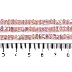 電気メッキガラスビーズセット  パール光沢メッキ  多面カット  ロンデル  ピンク  2.4~3x4mm  穴：1mm  約145~151個/連  37.5~40cm&nbsp;X-GLAA-Q105-03B