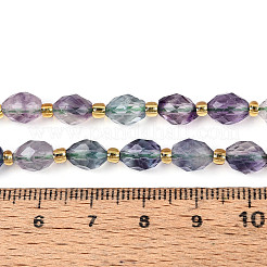 天然な色鮮やかな蛍石ビーズ連売り  多面カット  オーバル  シードビーズで  8~9x6~8mm  穴：1~1.2mm  約17~19個/連  7.09~7.87インチ（18~20cm）&nbsp;G-N342-53-8x6-11