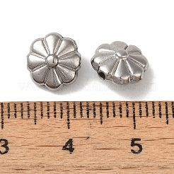 変色しない304ステンレススチールビーズ  花  ステンレス鋼色  9x5mm  穴：1mm&nbsp;STAS-K285-17P