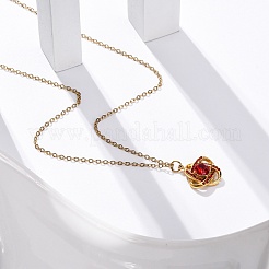 PVD Vacuum Plating 304 Stainless Steel Hyacinth Rhinestone Criss-cross Pendant Cable Chain Necklaces for Women&nbsp;STAS-Z114-21G